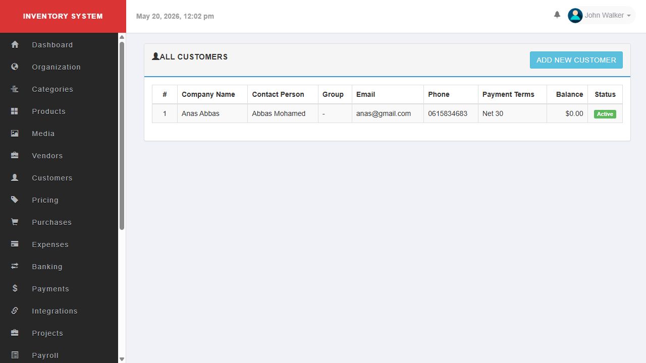 Customers page screenshot