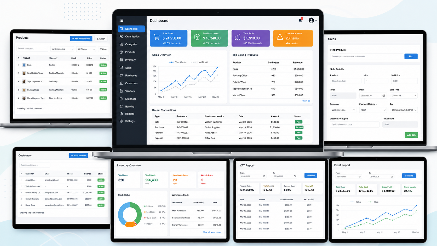 Modern inventory software mockup